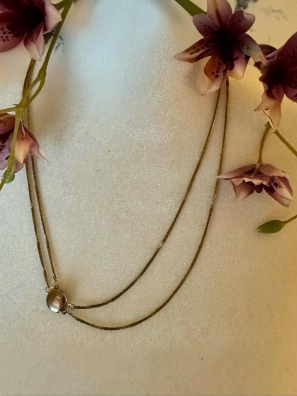 Vintage Gold-Tone Double Snake Chain Necklace